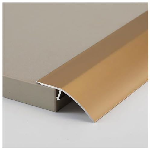 XYUERU Aluminum Floor Transition Strip, 90cm Door/Tile/Carpet to Tile Transition Strip, Non Slip Threshold Strip Doorway Flooring Reducer Fit Height 1.2-2cm(Brass)