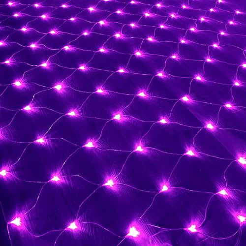 KINGCOO Battery Operated Net String Lights, 192LED Mesh Waterproof Curtain Lights 8Modes for Indoor Outdoor Christmas Garden Yard Party Wedding Holiday Wall Decor (Purple, 3x2M)