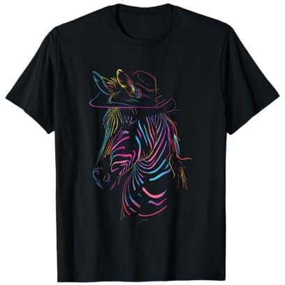 Buntes Zebra mit Hut T-Shirt