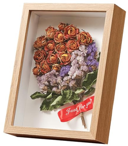 FAVORTALK Shadow Box 10 x 15 cm 3D-Holzscheite Schattenbox, Bilderrahmen aus Holz, tief, quadratisch, für Fotos, Blumen (Holz 433, Tiefe 5 cm)