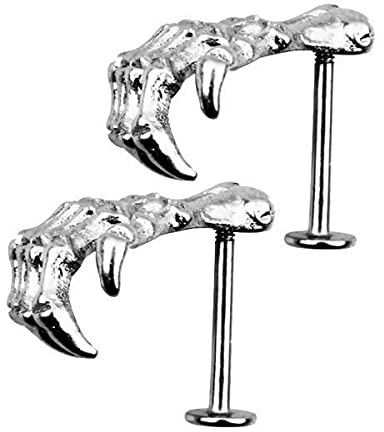 Hellery 2X Frauen Schädel Lippen Piercing Schmuck Hand Gerippe