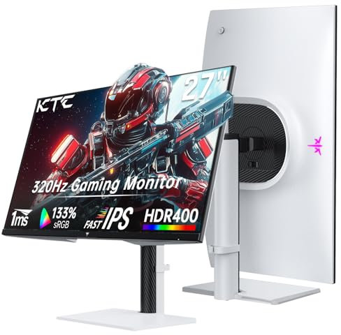 KTC Monitor 27 pollici White Gaming Monitor WQHD (2560 x 1440) Fast IPS, 300 Hz (Supporti 320 Hz via overclocking) 1 ms 144% sRGB High Brightness 450cd/㎡, Low Blue Light, Flicker-Free, 2 HDMI, 1 DP