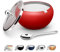 KooK Stainless Steel Sugar Bowl with Lid and Spoon, Serving Dish, Clear Glass Lid, Storage for Salt, Candy, Coffee, Holds 2 Cups, Dishwasher Safe, 16 oz Matte Rose