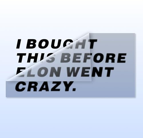 FloraVigo I BOUGHT THIS BEFORE ELON WENT CRAZY, lustiger Auto Aufkleber für Scheiben oder Lack, Schriftzug in Schwarz, ca. 11,5x5,5cm, Autosticker aus Vinyl, strapazierfähig und wetterfest (Schwarz)