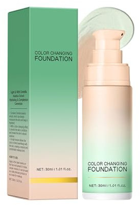 Selbstanpassende Foundation Flüssigkeit, Wasserfest, Makellose Abdeckung Von Fältchen & Linien, Leichte Formel, Lang Anhaltende Formel Zur Ölkontrolle, Passt Zu Allen Hautfarbe (Grün, 30ml)