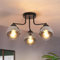 Kowanie Deckenleuchte Glas Deckenlampe Schwarz: Vintage Küchenlampe Decke 3 flammig Industrial E27 Fassung Kugel Deckenbeleuchtung rund für Küche Wohnzimmer Schlafzimmer - Ohne Leuchtmittel
