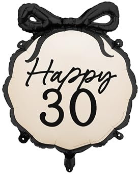 Folienballon Happy 30 – Schwarz-Weiß – 57,5 x 56 cm – Geburtstagsdeko 30. Geburtstag – Wiederverwendbar & nachhaltig – Helium- und Luftballon