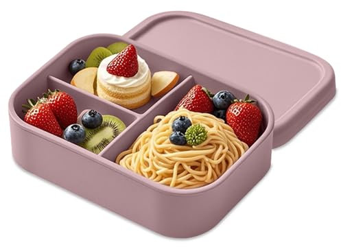 Huoflame Bento Box Silikon Brotdose – BPA-freie Essensbox mit Fächern, Mikrowellengeeignet & Auslaufsicher – Kinder & Erwachsene 800ml für Schule Büro Picknick