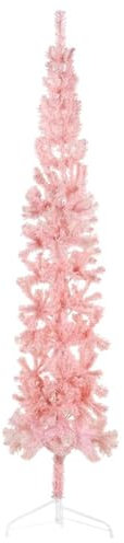 Home & Garden Furniture-Slim, albero di Natale artificiale con supporto, rosa, 210 cm