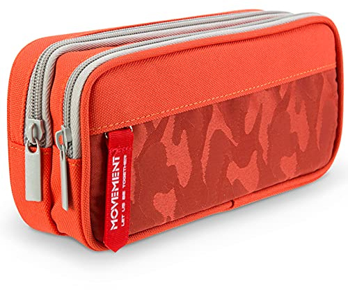 KOSTACHI Camouflage Federmäppchen für Jungen, Multifunktionale Mäppchen Jungs Mäppchen Teenager mit 3 Fächer Große Kapazität, Federtasche für Schule & Büro, Orange