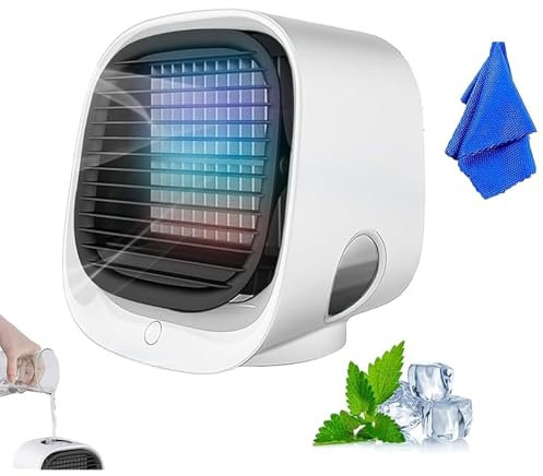Aira Breeze Klimaanlage Luftkühler Tragbarer Kühlventilator Mobile Luftbefeuchter USB-betriebener Klimagerät Mini Ventilator mit Wasserkühlung Tischventilator Geeignet für Familie Reisen