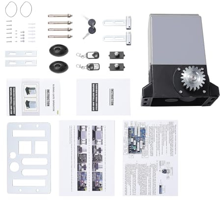 Juego de accionamiento para puerta corredera y abridor automático de puertas de 750 W, accionamiento eléctrico para puertas de garaje (incluye 2 mandos a distancia)