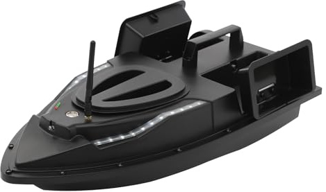 Barco de cebo, 500 m, barco de alimentación teledirigido con luz de navegador, carga de 1,5 kg, botes de alimentación de 5,4 km/h para estanques y ríos