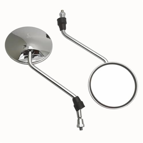 Ein Paar Verchromte Motorrad-Roller-Spiegel, Universeller, 8 Mm, Mit M10-Adaptern, Runde, Ovale, Konvexe Spiegel Motorrad Rückspiegel