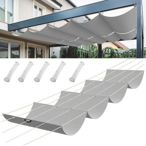 Retractable Sun Sail, 2 x 4 m, Adjustable Shade Cover, Garden Adjustable Protection from UV Rays Awning, Adjustable Sun Awning for Patio, Patio, Garden, Light Grey