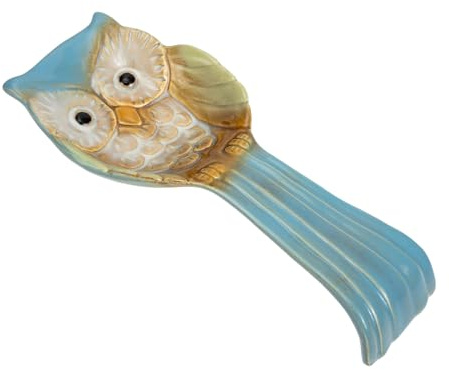 HEANUJJ Ceramic Owl Utensil Holder Spoon Rest, Blue, Easy to Clean, Practical Kitchen Accessory with Exquisite Craftsmanship for Cooking and Dining Counters