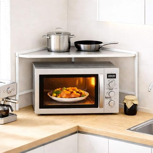 DanDiBo Eckregal Küche Arbeitsplatte Küchenregal 72x72 cm Mikrowellenregal Weiß 2 Stufig 96689 Mikrowellen Regal Ecke (Weiß)