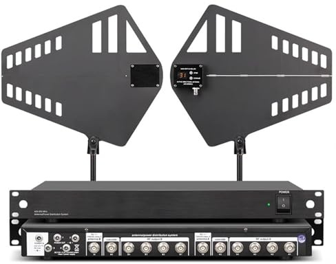 Wireless Microphone Signal Amplifier with UHF Antenna Distribution, 8 Ports, 400-950MHz, for Enhanced Audio Transmission in Professional Settings