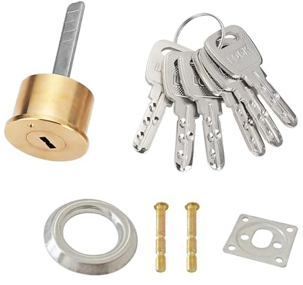 Qrity 1 Pezzi Cilindro della Serratura in Rame, Cilindro da Ricambio con Chiavi per Porte Standard e Porte Blindate
