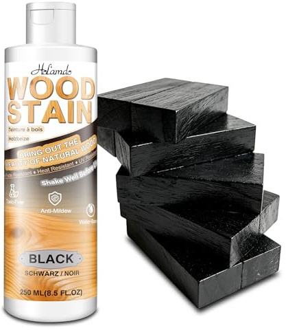 Water Based Wood Stain 250ml, Black Indoor Outdoor Furniture Stain | Wood Varnish for Doors, Windows, Paneling & Cabinets, Low Odor, Non-Toxic, Fade Resistant, Multiple Finishes
