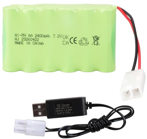 7,2V 2400mAh NI-MH Akku mit KET-Stecker, AA RC-Akku für ferngesteuerte Autos, Kletter- und Geländefahrzeuge, Laster, Baustellenfahrzeuge und Kipper