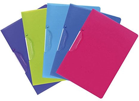 Exacompta 47700E 5er Pack Klemmmappe ClipDesign aus transparentem Kunststoff für DIN A4 mit praktischem Clip farbig sortiert ideal für lose Blattablage Bewerbungen Hefter Schule
