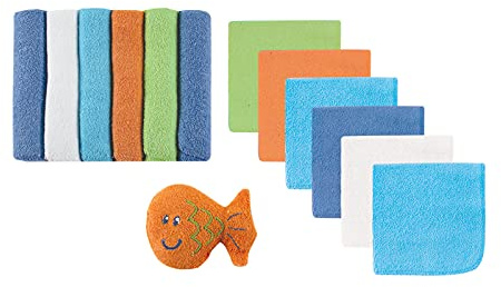Luvable Friends Unisex Baby Cotton Rich Washcloths, Blue Solid, One Size