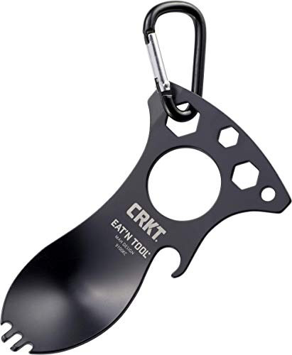 CRKT Eat'N Tool Outdoor Spork Multitool: langlebiges und leichtes Metall-Multi-Tool für Camping, Wandern, Rucksackreisen und Outdoor-Aktivitäten, schwarz 9100KC