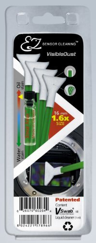 Visible Dust 1.6x Size Sensor Cleaning Kit (1ml Smear Away Solution and 4 Green Swabs)