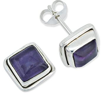 Ohrstecker 925 Silber Amethyst lila Stein Edelstein Ohrringe echt Silber Damen Sterling Silber Stecker Geschenk(MOS-022-01)