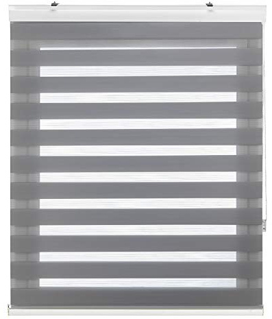 Estoralis Sansa | Estor Enrollable Noche y Día Diseño Moderno | Doble Tejido | Color Gris | 170 x 255 cm (Ancho/Alto) Tamaño Tela 167 x 250 cm | Estores para Ventanas y Puertas