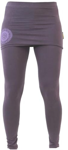 GURU SHOP Yoga-Hose, Leggings mit Minirock Bio BW Yogi - Plum, Damen, Baumwolle, Size:M