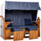 LILIMO Strandkorb OSTSEE XXL | 2-3 Sitzer Volllieger Bausatz | Geflecht: Weiß Bezug: Blau Weiß gestreift | inkl. Schutzhülle | Modell BLC