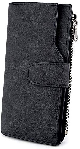 UTO Femme Portefeuille Blocage RFID Cuir Synthétique Porte Monnaie Matte Bien organisé Pratique Noir