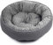 BOUTIQUE ZOO Hundebett Kunstleder Katzenbett Donut Rund Flauschig Plüsch mit Rand - Dunkel Grau - M