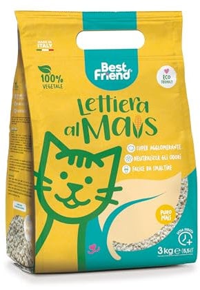Best Friend Mais Katzenstreu. Pflanzlich und stark klumpend. Biologisch abbaubar und in der Toilette entsorgbar. Bis zu 30 Tage Gebrauch |5,5 L