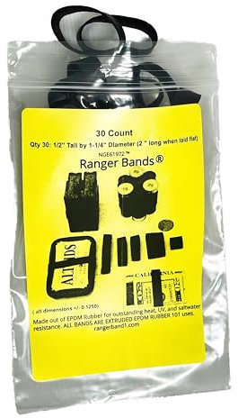 Ranger Bands® 30 Count Extra Stretch from EPDM Rubber for Survival and Strapping Gear Made in The USA NGE61972 Tactical Rubber Bands, Heavy Duty Rubber Bands Black.