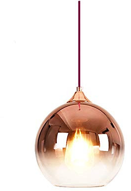 MZStech Lámpara colgante esférica de color degradado, lámpara de cristal moderna basada en bombillas E27 (Oro rosa, 20CM)
