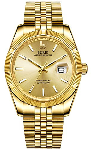 BUREI Herren Automatikuhr Luxus Business Wasserdicht Edelstahl Uhren für Männer, Self-Winding