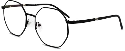 MOSTAR Hochwertige sechseckige flache Linsen, geringes Gewicht, Einzelbrille ohne Rezept, Glas in drei Farben erhältlich