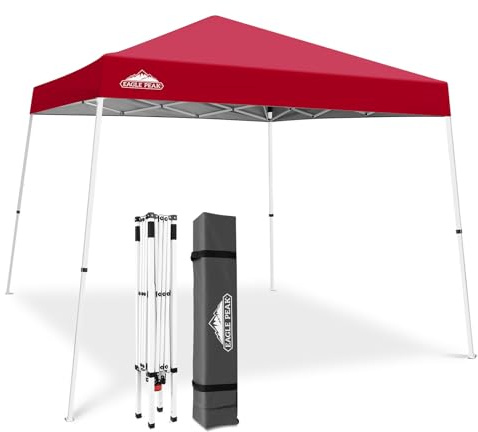 Eagle Peak 3x3m Veranstaltungszelt Schräg Beine Pop-up Pavillon im Freien, UV-Schutz 50+ Wasserdicht Faltbar Faltpavillon für Camping Garten Party (Rot)