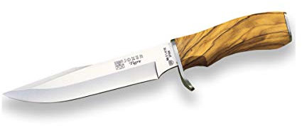 Joker Jagdmesser CO37 Tigre Olivenholzgriff und 17 cm MOVA-Klinge und 4 mm Dicke, enthält Lederscheide, Fischwerkzeug, Jagd-, Camping- und Wanderzubehör.