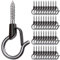 BeneLabel 40er Schraubhaken Lichterkette Hake Zum Einschrauben für Outdoor-Garten Hängende Pflanze, String Draht, Tassen, Küchenutensilien mit Sicherung, 4.8cm / 40lbs, Schwarz