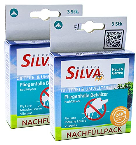 SILVA® 2 STK. Nachfüllpack Fliegenfalle Lockstoff Fliegen Behälter [NATÜRLICHER WIRKSTOFF] Fliegen Eimer Außenbereich Monitoring - Fliegenfalle Stall Koppel Garten Außen - Fliegenfänger Ersatzköder