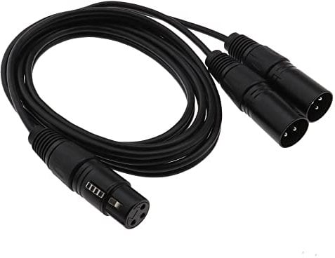 ECSiNG XLR Y-Splitter Cable 3 Pin XLR Female to Dual XLR Male Patch Y Cable Balanced Microphone Splitter Cord Audio Adaptor 1.5m