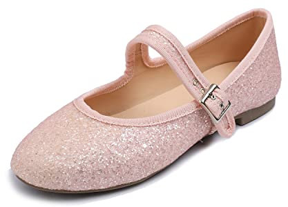 Scarpe da Passeggio Mary Jane morbide e Traspiranti da Donna in Memory Foam Imbottito Comfort con Punta Tonda con Fibbia in Metallo Luccichio Baby Rosa 38 EU