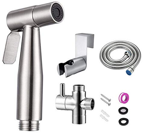 Bigemai Handheld Bidet Sprayer Kit Edelstahl Toilettensprüher Kopf Badezimmer Dusche Bidet Wasserhahn Spray Shattaf für persönliche Hygiene, Toilettenreinigung, Haustierbad