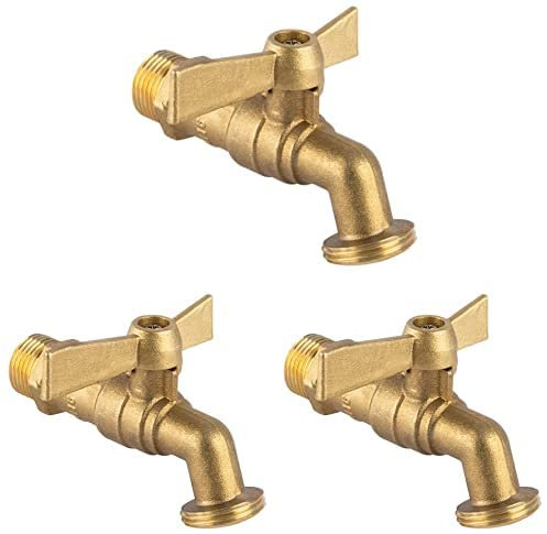 Boutté R15P Robinet de jardin laiton 1/4 tour manette papillon 15x21-nez 20x27, Or, Paquet de 3