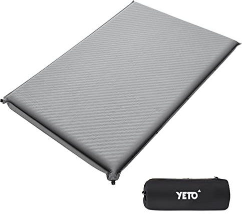 yETO Camping Selbstaufblasende Isomatte extra breit 192x140cm für 2 Personen Outdoor verbindbare 8cm Dick Selbstaufblasbare Luftmatratze,Indoor,Wandern,Grau