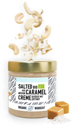 BIO-NUSSMUSS Salted Caramel | vegan | lower-carb | ohne Zuckerzusatz | mit Erythrit gesüsst | Organic Workout - 190g